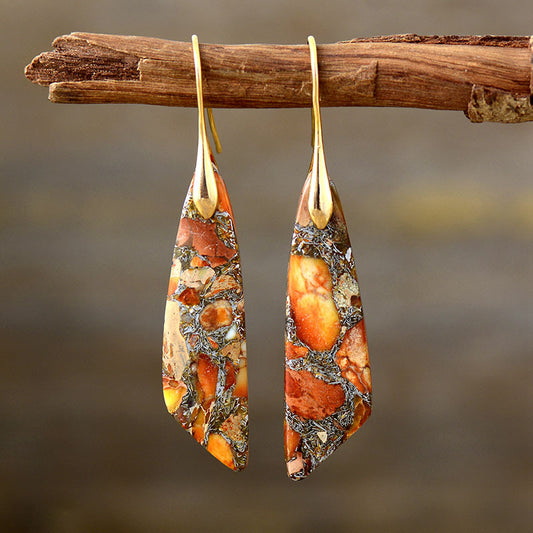 Gold-Plated Gemstone Dangle Earrings